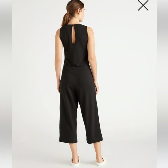 Quince‎ Black Terry Modal Jumpsuit Wide Leg Keyhole Back Small - Picture 1 of 8